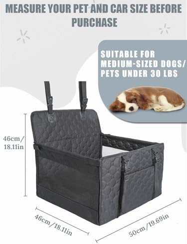 Dog Car Seat for Small and Medium Dogs,Waterproof Fabric with Breathable Mesh&Adjustable Dog Seat Belt for Car,Dog Bed for Back Seat Up to 30 LB-Small Black - Image 2
