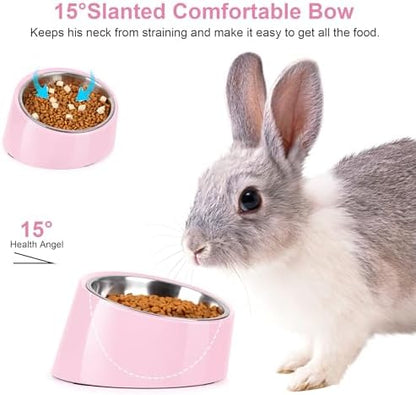 Tilted Dog Bowl Non-Slip & Non-Spill Pet Feeder with Elevated Detachable Melamine Stand, Easy to Get Food Dog Dish, S/100ml Pink - Image 4