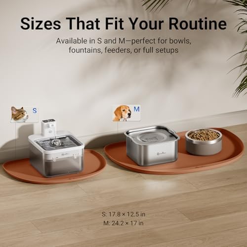 DownyPaws Cat Food Mat,Silicone Waterproof Feeding Mat, 18"×12.5", Coral - Image 6