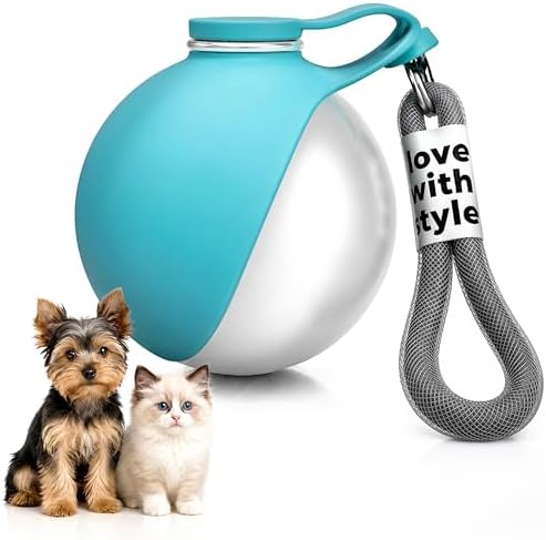 Portable Dog Water Bottle for Walking,10oz Stainless Steel Pet Water Dispenser with Foldable Silicone Bowl,Leak-Proof Puppy Water Bottle for Small Dogs,Cats,Hiking,Travel Outdoor Use（Blue） by Unknown