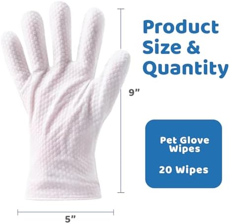 Pet Glove Wipes for Dogs & Cats with Coconut Scent, No Rinse Full Body Cleaning Large Gloves (9.84 x 9.05 inch), Gentle Grooming for Paws Face Ears Eyes Coat, Alcohol Free, 20 Pack - Image 7