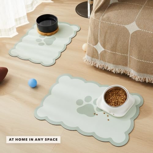 Scalloped Dog Feeding Mat, Sage Green, 17" X 22” - Image 2