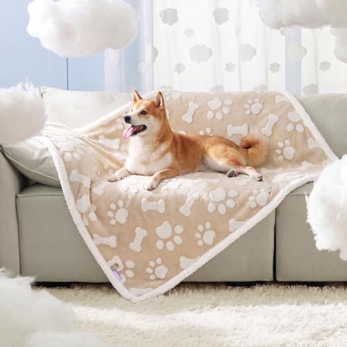 LE SURE Waterproof Dog Blankets for Large Dogs Cute Cozy 3D Jacquard,40x50 by Lesure