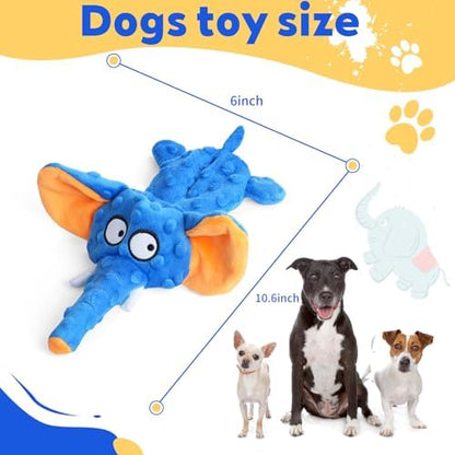Adorable Elephant Design Dog Squeaky Toys, No Stuffing for Safety, Sounds in Multiple Places for Fun, Soft and Durable Double-Layer Fabric, Tough Dog Toys for Small and Medium Dogs (Blue) - Image 2