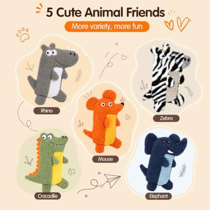 5-Pack Squeaky Dog Toys, No Stuffing with Crinkle Paper - Image 2