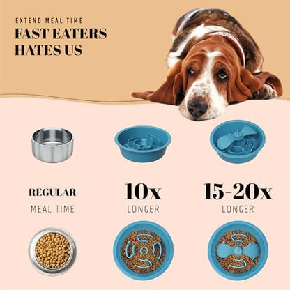 AVERYDAY Slow Feeder Dog Bowls for Medium Breed, 1.5 Cups Engagement Food Puzzle Bowl with Spinning Slow Feeder Insert, Non-Slip Base, Fits for Raised Stand, Hard Maze Design for Medium and Small Dogs - Image 5
