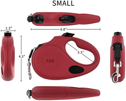 TUG Oval 360° Tangle-Free Retractable Dog Leash with Integrated Waste Bag Dispenser (Small, Red) - Image 3