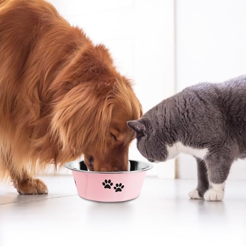 Stainless Steel Dog Bowls, Nonslip Rubber Bottom No Spill Proof Skid Metal Insulated Dog Bowls for Large Medium Small Breed Dogs (Pink, 8.5 Cups/71 OZ) - Image 5