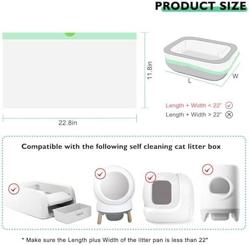 100 Pack Cat Litter Box Liner Bags Compatible with Pet Clumping & for Smartspin Self-cleaning Litter Box, Thick Heavy Duty Drawstring Waste Drawer Liners Compatible with PURA X/MAX -23" x 12" - Image 2