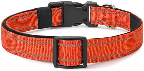 Reflective Dog Collar, Adjustable Nylon for Medium Dogs,Tangerine - Image 6