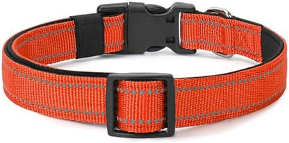 Reflective Dog Collar, Adjustable Nylon for Medium Dogs,Tangerine - Image 6