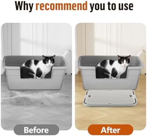 Cat Litter Box Step, Large Cat Litter Ramp with Filter Function, Light Grey - Image 6