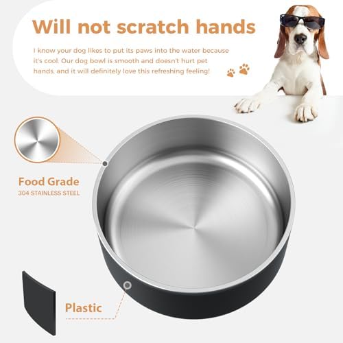 WENBOKMIN Dog Bowl, Stainless Steel Food and Water Bowl, 64oz, Black | Non Slip Quiet Bottom, Easy to Clean, Dishwasher Safe - Image 4