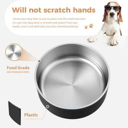 WENBOKMIN Dog Bowl, Stainless Steel Food and Water Bowl, 64oz, Black | Non Slip Quiet Bottom, Easy to Clean, Dishwasher Safe - Image 4