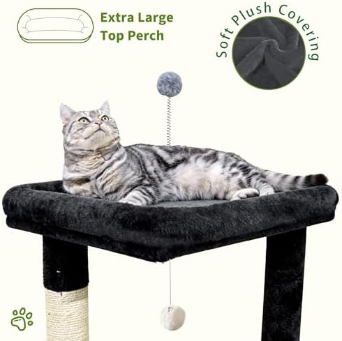 48" Cat Tree Tower for Indoor Cats, Multi-Level Cat House for Large Cats with 3 Cozy Cat Condos, Extra Large Top Perch, Sisal Scratching Posts & Climbing Steps, Dark Gray - Image 5