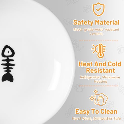 Ceramic Cat Bowls – Whisker Friendly, Anti-Vomiting Food Plates for Indoor Cats, Safe & Hygienic Cat Dishes, Stylish Ceramic Cat Food Bowls Set(6 Pack) - Image 3