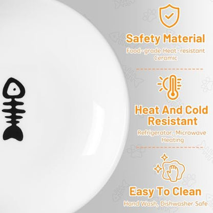 Ceramic Cat Bowls – Whisker Friendly, Anti-Vomiting Food Plates for Indoor Cats, Safe & Hygienic Cat Dishes, Stylish Ceramic Cat Food Bowls Set(6 Pack) - Image 3