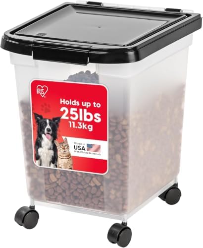 IRIS USA Dog Food Storage Container, Up to 25 lbs, Black, Made in USA by IRISUSA
