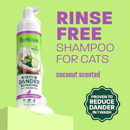 TropiClean No Rinse Waterless Cat Shampoo, Dander Reducing, 7.4oz - Image 2