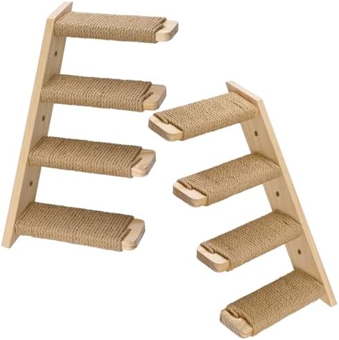 2 Pack 4 Steps Cat Wall Shelves and Stairs with Sisal Rope.Cat Wall Steps/Ladder Furniture ＆ cat Tree Supplies(Catstairs 2Pack-4Steps) - Image 2