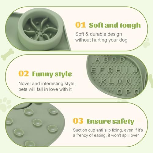 Silicone Lick Mat for Dogs with Suction Cups, Slow Feeder Dog Bowls & Dog Lick Mat for Anxiety Relief, Snuffle Mat for Dogs, Dog Food Bowl & Cat Food Bowl, Slow Feeder Cat Bowl for Wet & Dry Treats - Image 4