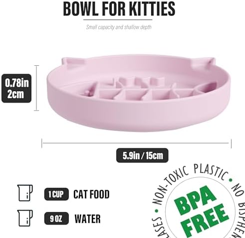 Silicone Cat Slow Feeder,Slow Feeder Cat Bowl Wet Food with Suction Cups,Kitty Interactive Toys,Effectively Reduce Overeating in Kitty (Gray+Pink, 1 Cup) - Image 2