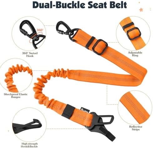 Pawaboo Dog Seat Belt Harness for Car, Seatbelt Harness with 2 in 1 Buckle - Image 3
