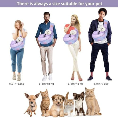 Cuby Pet Sling Carrier for Small Dogs Cats,Adjust Drawstring & Zipper Security Hook Triple Designs for Pets' Securty Dog Bag,Breathable Travel Pet Puppy Sling Carrier (Purple, S (3-5 lbs)) - Image 7