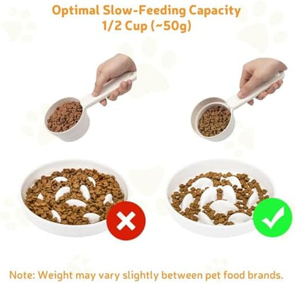 Ceramic Slow Feeder Cat Bowl 6.3" Wide (White) - Image 6