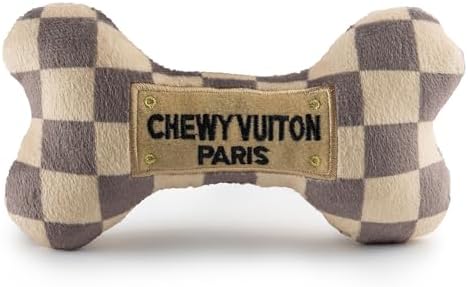 Haute Diggity Dog Chewy Vuiton Bone Plush Dog Toy, Designer Parody Toy by HauteDiggityDog
