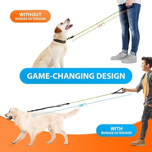 SparklyPets Heavy Duty Bungee Rope Leash (Green, 5.5 Ft Bungee Leash) - Image 5