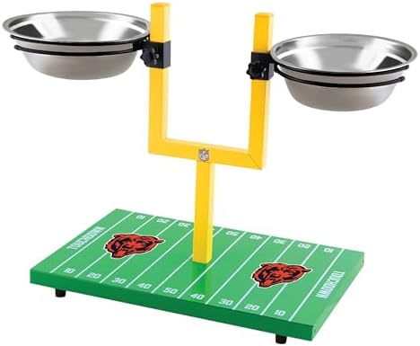 NFL Chicago Bears Goalpost Football Field Dog Feeder – Adjustable Elevated Dog Bowls with Stand, 2 Stainless Steel Bowls, Non-Slip Rubber Feet, Raised Pet Feeder for Large & Small Dogs, Cats. - Image 4