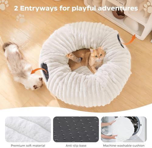 Avont Cat Tunnel Bed for Indoor Cats, Beige - Image 4