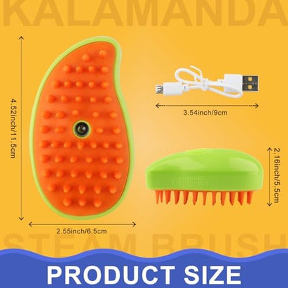 Cat Steam Brush, 3 In 1 Steamy Pet Brush, Silicone Massage Dog Hair Remover Comb, Spray Mist Grooming for Indoor Kittens (Mango Green) - Image 2