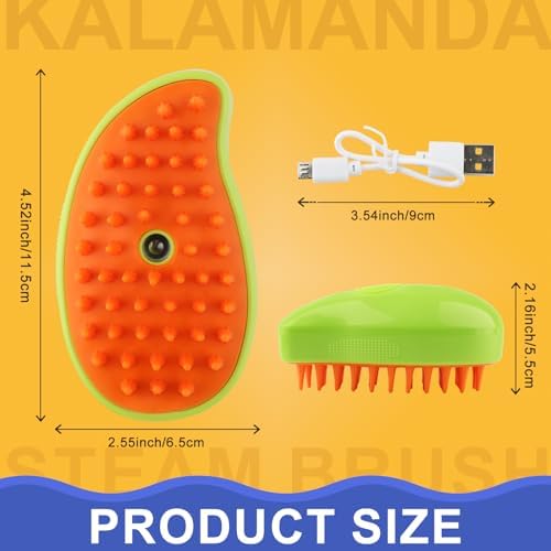 Cat Steam Brush, 3 In 1 Steamy Pet Brush, Silicone Massage Dog Hair Remover Comb, Spray Mist Grooming for Indoor Kittens (Mango Green) - Image 2