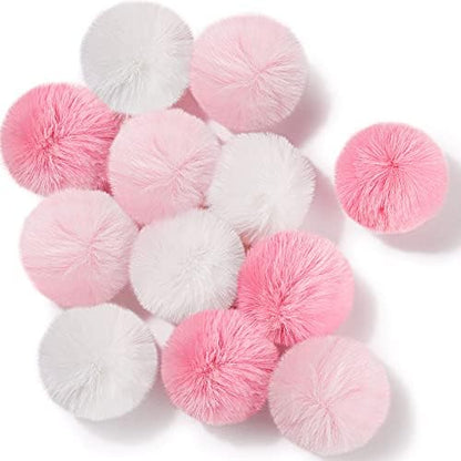 Weewooday 12 Pcs Large Fuzzy Cat Pom Pom Balls Plush Toys, Pink, White by Weewooday