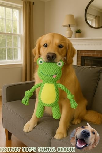 Plush Frog Dog Toy, Squeaky Interactive Tug Toy for Small Medium Dogs - Image 5