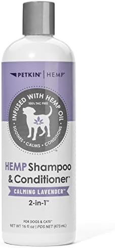 Petkin Hemp Shampoo & Conditioner for Dogs and Cats – with Hemp Oil & Calming Lavender Extract, 16 fl oz – Soothes, Calms & Conditions, Keeps Pet Smelling Great – for Home and Travel by Petkin
