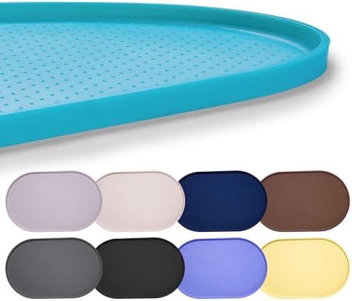 Hubulk 100% Waterproof Silicone Pet Feeding Mat with Raised Edge for Food and Water, Dog Bowl Mats, Cat Bowls Placemat with High Lip Protects Floor for Cats and Dogs(Teal, 19" L x 12" W) by Hubulk