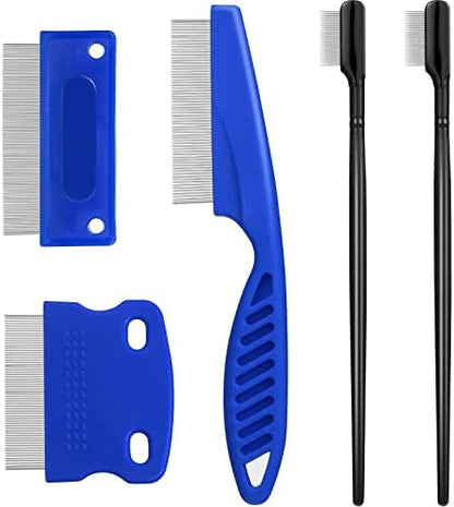 5 Pieces Dog Eye Combs Tear Stain Remover Combs Pet Grooming Comb for Small Dogs Gently Removing Eye Mucus and Crust (Blue, Black) by Boao