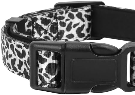 Reflective Dog Collar, Adjustable Neoprene Padded,Black White Cow,L - Image 5