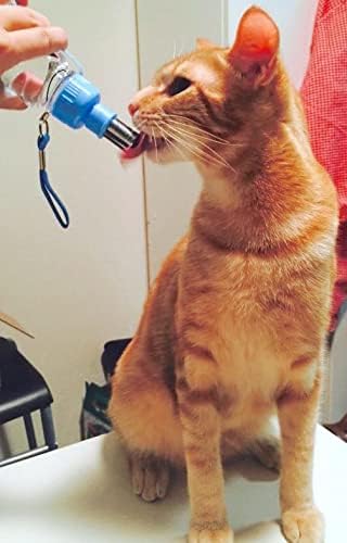 Choco Nose Patented Portable No-Drip Travel Water Bottle/Feeder for Dogs/Puppies/Cats/Rabbits and Other Small Sized Animals -8 oz. Leak-proof Nozzle 16mm, Blue (H258)