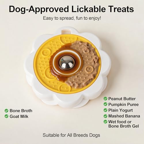 Rotating Dog Lick Mat with Stainless Steel Licking Ball, Slow Feeder Enrichment Toy for Dogs & Cats, Suction Cup Non-Slip Licking Bowl for Liquid Food, Reduces Boredom & Anxiety - Image 6