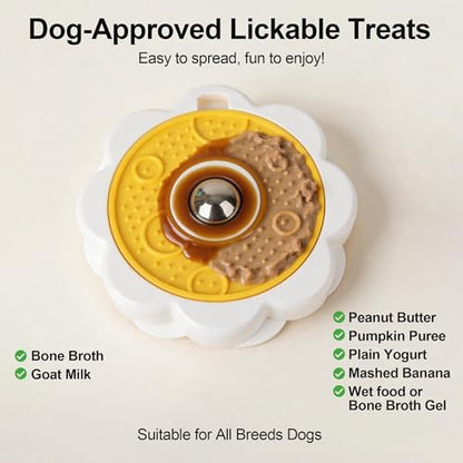 Rotating Dog Lick Mat with Stainless Steel Licking Ball, Slow Feeder Enrichment Toy for Dogs & Cats, Suction Cup Non-Slip Licking Bowl for Liquid Food, Reduces Boredom & Anxiety - Image 6