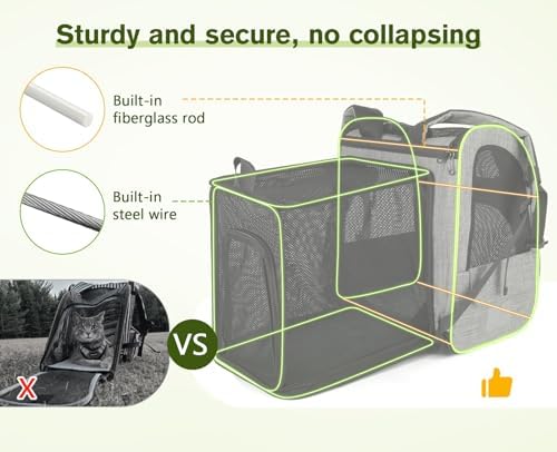 pecute Cat Backpack Carrier Expandable, Cat Backpack with Curtain - Image 3