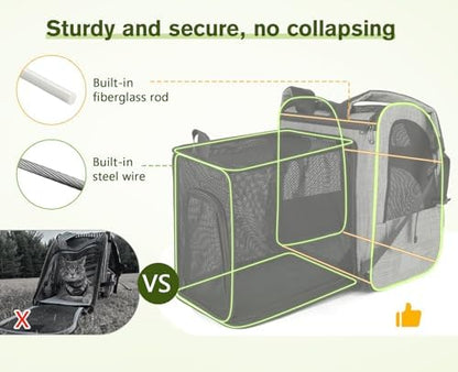 pecute Cat Backpack Carrier Expandable, Cat Backpack with Curtain - Image 3