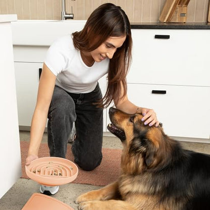 Slow Feeder Dog Bowl - Silicone Dog Bowl, Large, 9.5" x 1.5" - Blush - Image 6