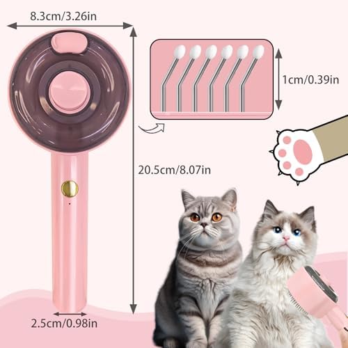 Cat Steam Brush for Shedding, Steamy Dog Grooming Brush with 2-Speed Spray, Blue Light and Release Button, Rechargeable Water Pet Hair Brushes Wet Self Cleaning Spa Comb - Image 6