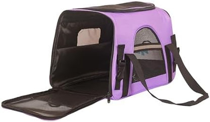 Purple Soft-Sided Cat Carrier, Airline Approved Cat and Dog Carrier Travel Bag with Mesh Windows, Cat Carrying Case Up to 15 Lbs (Purple, Small) - Image 5
