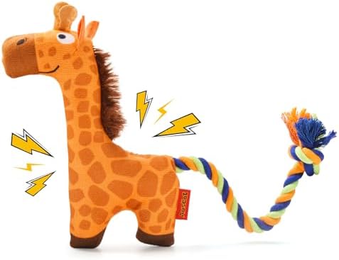 AUSCAT Plush Dog Rope Toy, Durable Squeaky Dog Toys for Puppy Small Medium Dogs (Not for Aggressive Chewers), Giraffe by AUSCAT